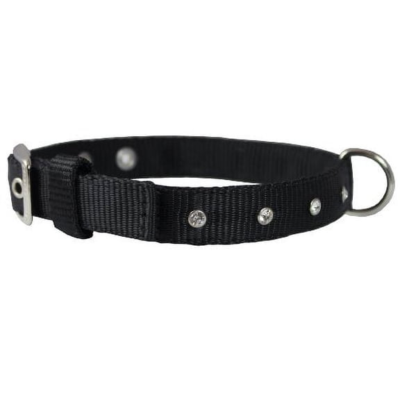 Double Nylon Dog Collar Rhinestones 1/2" Wide Small Fits 10.5"-13.5" Neck Yorkshire Terrier, Puppies