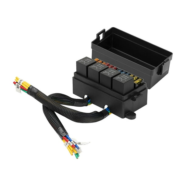 Arnés de cableado Soporte de caja de fusibles de relé de 12 vías, fusible Atc universal a prueba de agua 5 pines 40A Toma de relé de relé para