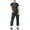 Black, variant on Riforla Women Solid Short Sleeve Shirt Zipper Elastic Waist Jumpsuit Straight Trousers Pocket Jumpsuits Womens Jumpsuits Black M