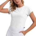 thumbnail image 2 of Purcolt Womens Crop Athletic Tops Lightweight Casual Crewneck Short Sleeve Cross Cut Out Back Shirts Comfort Loose Fit Sport Tee Shirt for Workout Running Gym, 2 of 8