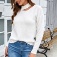 thumbnail image 4 of Smupbvky Mock Neck Sweater for Women Front Cuts Drop Shoulder Pullover Trendy Winter Cute Cuffed Long Sleeve Tops (M, White), 4 of 8