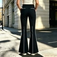 thumbnail image 2 of School Uniform for Girls High Elastic Slim Fit Striped Print Flared Trousers Breathable Back-To-School Girls' Pants 5-6 Years, 2 of 4