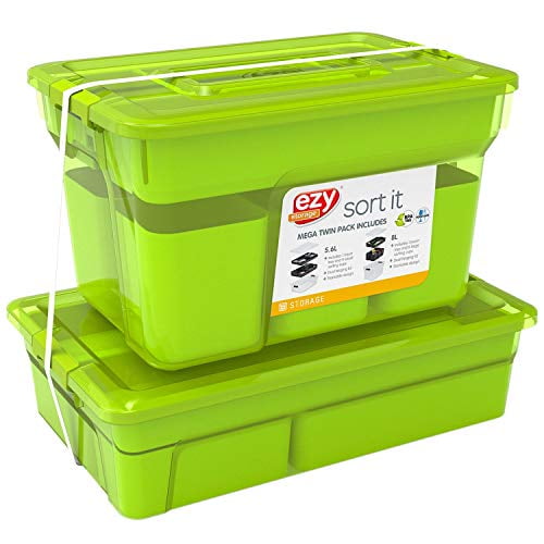 Ezy Storage Sort It Small Organizers 2 Pk Lime Green Walmart Com Walmart Com