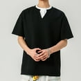 thumbnail image 4 of Fanxing Mens T Shirts Trendy Color Block Crewneck Short Sleeve Summer Tees Black XXL, 4 of 6