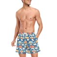 thumbnail image 3 of FORMRS Mens Swim Trunks Mesh Liner Quick Dry Casual Beach Board Shorts with Pockets, Sizes S-2XL, Blue Cute Train Pattern, 3 of 9