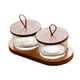 thumbnail image 5 of Bandeja de madera para servir con cuenco, platos divididos con tapa de vidrio transparente dividido 2 cuadrícula, 5 of 9