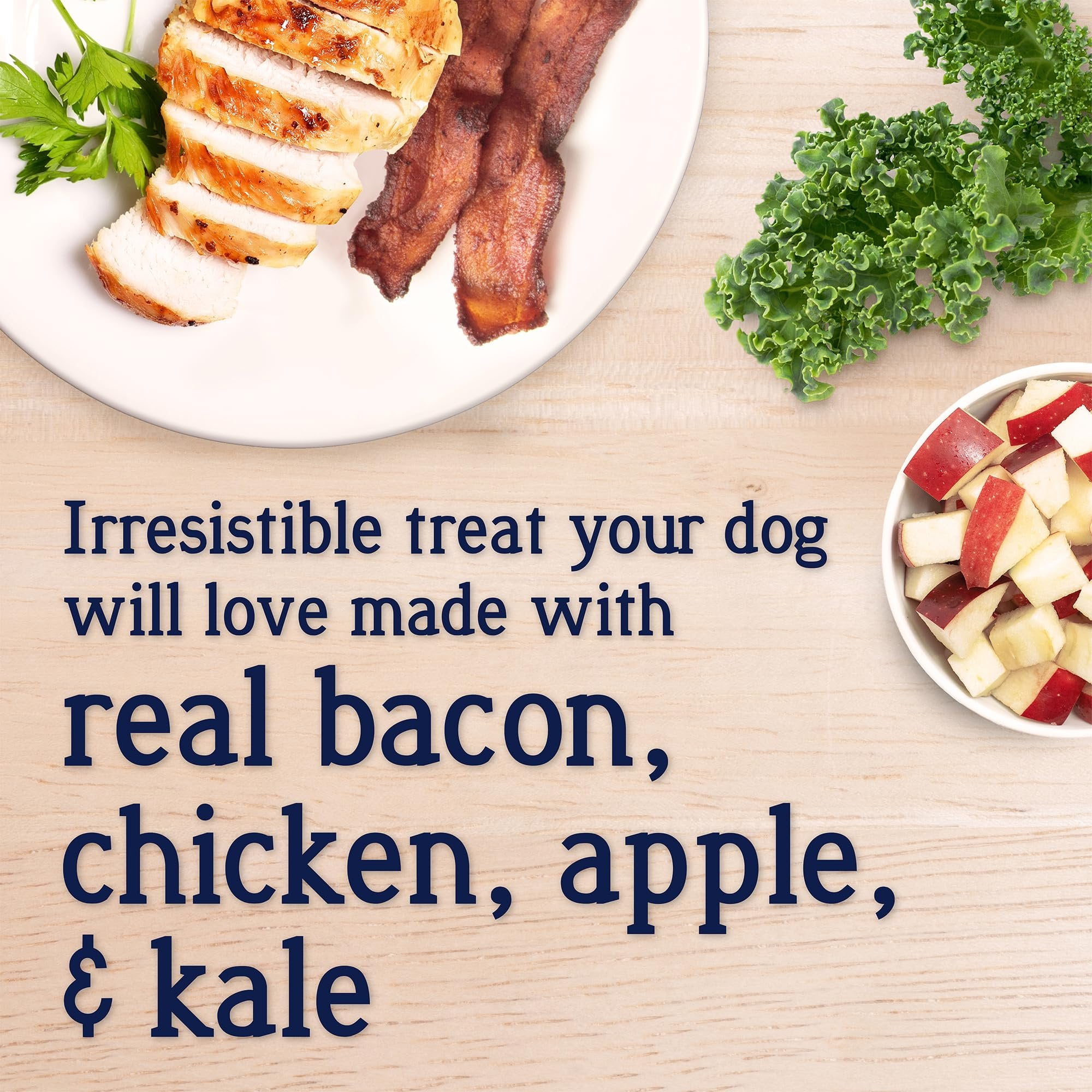 Stewart PuffTops Dog Food Topper, Freeze-Dried Bacon, Chicken, Apple, Kale - 6 oz Pouch