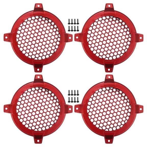 Unique Bargains 4 Pcs 4" Car Speaker Grills Cover Mesh 4 Inch Audio Subwoofer Protector with Screws ABS Red