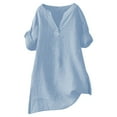 thumbnail image 3 of WCJM Athletic Shirts Womens Shirts Loose Shirt Tops Stand Solid Color Sleeve Collar Casual Women's Shirt, 3 of 7