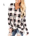 thumbnail image 2 of Minnieouse Camiseta de mujer Camiseta suelta de manga larga Blusa larga Top de cuello en V de otoño Prendas para la parte del cuerpo Tela escocesa de albaricoque L Minnieouse AP003132-18, 2 of 6