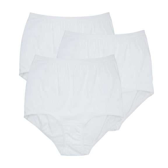 The Classic Betsy Brief Panty, High Waist, 100% Cotton with Elastic Leg Panty, White, Size 8, 3-Pack (M100)