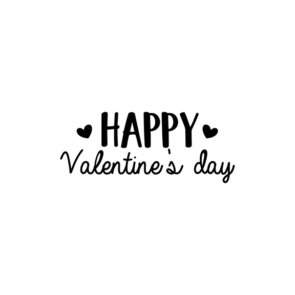 Vinyl Wall Art Decal - Happy Valentine's Day - 10.5" x 28" - Modern Cute Quote Sticker Heart Shapes For Couples Friends Home Storefront Coffee Shop Valentine's Day Love Decor