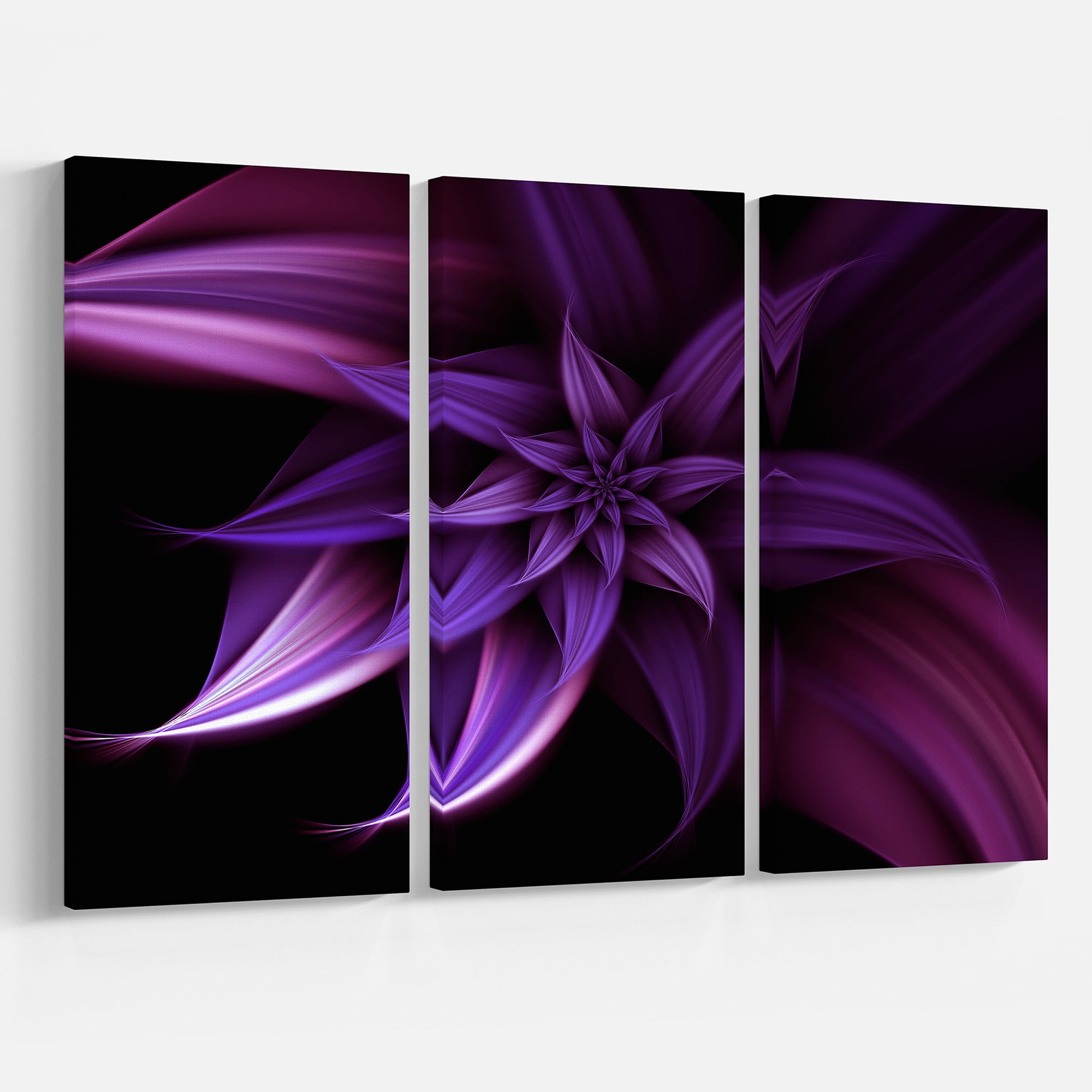 Designart 'Fractal Flower Purple ' Floral Art Canvas Print