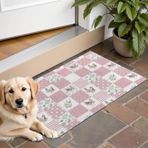 Pioneer Flower Floral Print Pattern Door Rugs,Washable Non Slip Door Mats Indoor,Decorative Door Mats,Entry Mat Indoor for Entrance,Bedroom,Kitchen,Bathroom,16"x24"