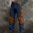 thumbnail image 2 of Letdown Mens Corduroy Cargo Pants Casual Drawstring Elastic Waist Baggy Wide Leg Color Block Sweatpants with 4 Pockets Joggers Pants, 2 of 3