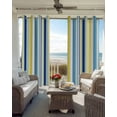 thumbnail image 4 of Blue Yellow Striped Blackout Curtains 84 Inches Long, Farmhouse Navy Blue Ombre Stripes Thermal Insulated Black Out Curtains, Darkening Window Curtain Drapes for Bedroom Living Room 42"x84" 2 Panels, 4 of 8