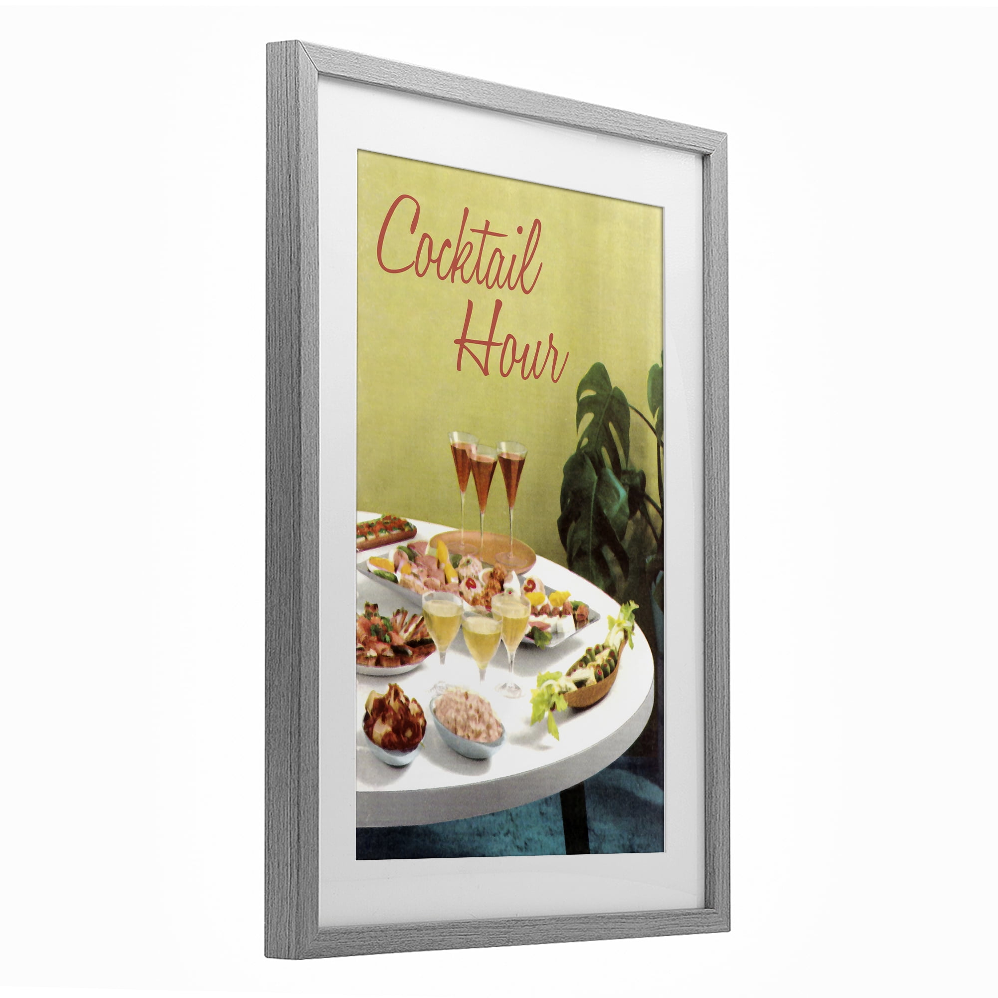 Stupell Industries Cocktail Hour Table Spread Gray Framed Print Under Glass, design by Tim Wright