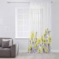 thumbnail image 3 of Yellow Spring Floral Semi Sheer Curtains Drapes for Living Room,Bedroom,French Doors Window 96 Inches Long,Watercolor Summer Botanical Elegant Rod Pocket Chiffon Curtain Drapery Voile Drape Panel, 3 of 6