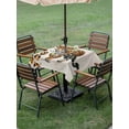 thumbnail image 2 of Square Outdoor Tablecloth With Umbrella Hole And Zipper– Watercolor Animal Waterproof Patio Table Cover for Party, Picnic, Backyard, 54"x54" , Retro Stitching Leopard Print Brown, 2 of 8
