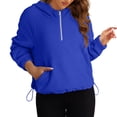 thumbnail image 2 of Ashirexll Hoodies for Women, Half Zipper Sweatshirts Long Sleeve Cropped Hoodie Winter Warm Pullover Tops with Pockets Blue XXL, 2 of 7