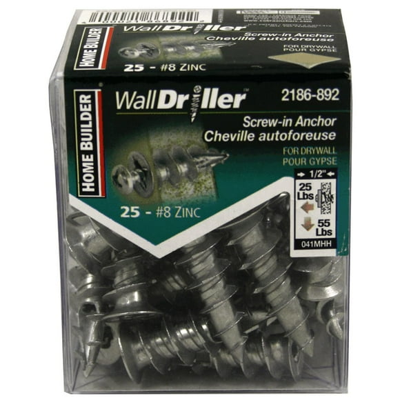 Pack de 25 8L Walldriller en Zinc Anchors, avec Vis