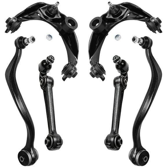 Detroit Axle - Front 6pc Suspension Kit for 2007-2012 Ford Fusion Lincoln MKZ 07-11 Mercury Milan 4 Lower Forward Rearward Control Arms 2 Upper Control Arms Ball Joints 2008 2009 2010 2011 Replacemen