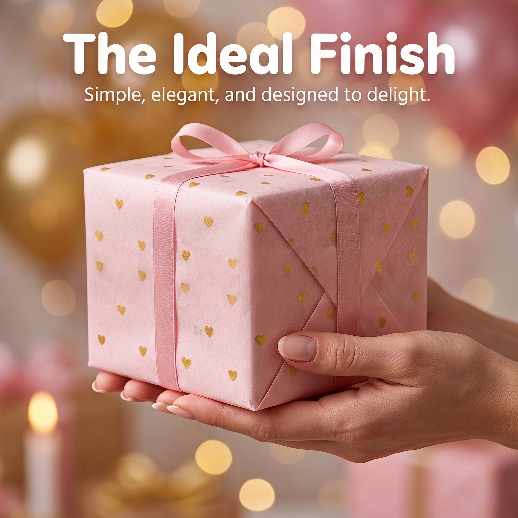 Unique Bargains 20Pcs Heart Pattern Gift Wrapping Paper Pink Gold 27.6" x 19.7"