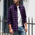 thumbnail image 3 of Men's Flannel Casual Plaid Shirts Long Sleeve Button up Lightweight Blouse Fall Comfy Work Jacket with Pockets New Fall Jackets for Men Windproof Purple XXL, 3 of 8