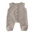 thumbnail image 1 of Baby Girls Boys Sleeveless Romper Plaid Button Jumpsuit Overall One Piece Outfits, 1 of 6