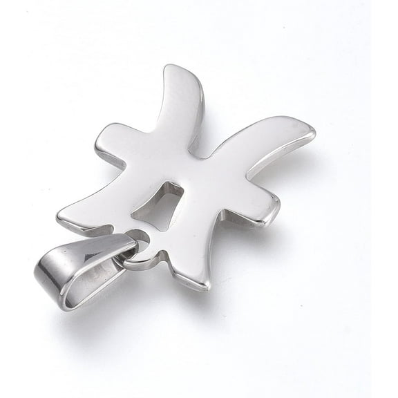 10Pcs 304 Stainless Steel Pendants Constellation/Zodiac Sign Pendant Charm Stainless Steel Color Pisces Pendant Decoration for Necklace Bracelet Jewelry Making 20x16.5x1.8mm Hole: 3x6.7mm