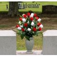 thumbnail image 4 of Sympathy Silks Artificial Cemetery Flowers 24" Red & White Roses/Lily Grass/Baby's Breath for a vase, 4 of 9