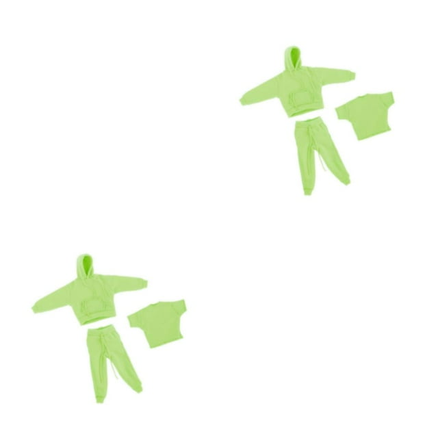 Maytalsory 6 Action Figure Male Female Sweatshirt Outfit Stylish and Comfortable Light Green 2Set