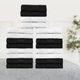 thumbnail image 2 of Ample Decor Washcloths 12 x 12 inch 20 Piece 600 GSM 100% Cotton, Lightweight, Quick Drying, Machine Washable Fingertip Towels for Bathroom, Gym, Kitchen - White & Black, 2 of 5