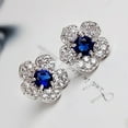 thumbnail image 5 of NUZYZ Earrings Flower Shape Design Alloy Rhinestones Inlaid Ear Studs for Women, 5 of 7