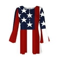 thumbnail image 3 of New & trending Womens Tops Long Sleeve Women's V-Neck Casual Trumpet 3/4 Sleeve Independence Day Printed Buttoned Basic Ruched Corset Tunic Tops Pleated T-Shirts Blouses, Red XL, 3 of 4