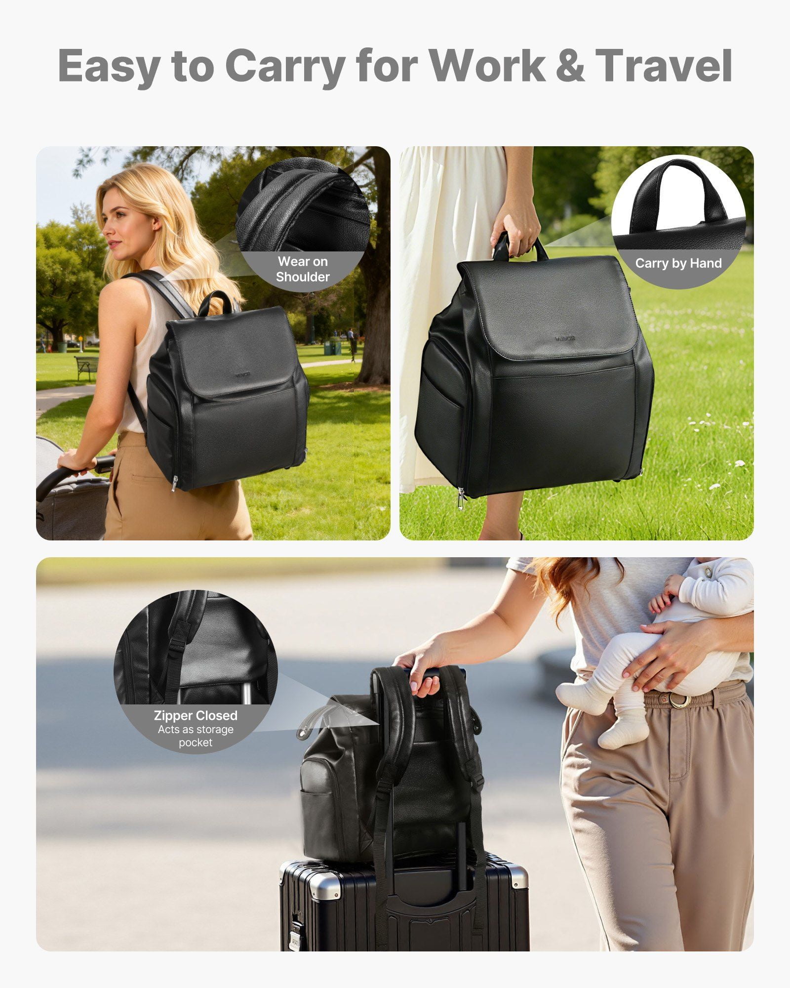 Breast Pump Backpack, Breast Feeding Bag with Ice Pack, Fits for S1/S2, Pumping Accessories & Breastmilk Storage, Portable Pump Carrying Case for Work, Travel and Family Use, Black
