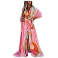 thumbnail image 2 of Femmes Maxi Robe Longue Vacances Boho Paisley Impression Fente Rayé Dames Été, 2 of 6