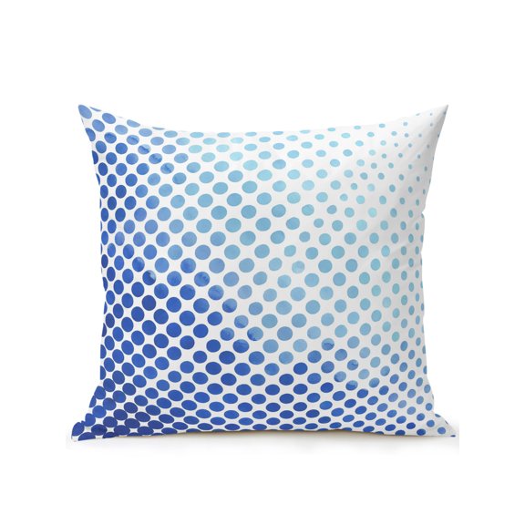 Outdoor Pillows Waterproof, Blue Polka Dots Bedding Throw Pillows with Insert for Couch Sofa Bed, Modern Abstract Art Ombre 18x18 Inch Pillowcases Decorative Camping Patio Pillow Set of 1
