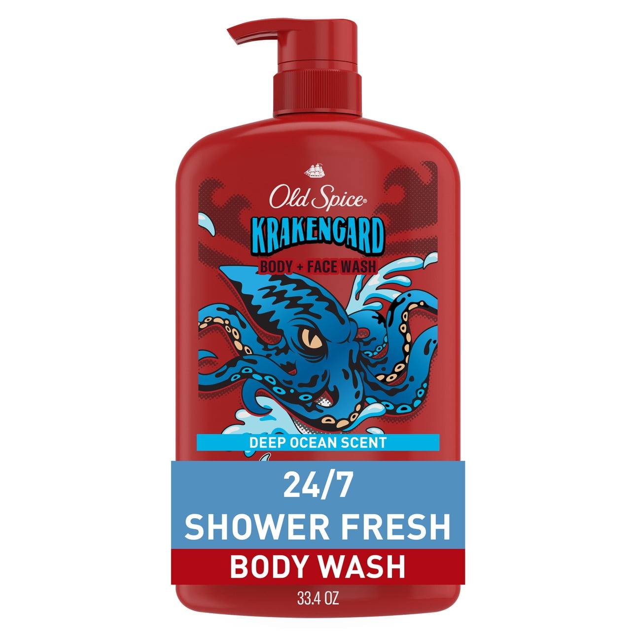 (4 pack) Old Spice Body Wash for Men, Krakengard 2 in 1 with Lasting Scent, 33.4oz