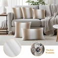thumbnail image 6 of Khaki White Ombre Outdoor Waterproof Pillow Covers, Modern Abstract Art Farmhouse Gradient Decorative Square Throw Pillowcase Sofa Cushion Sham for Patio/Couch/Chair, 26"x26" 2 Pack, 6 of 8