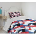 thumbnail image 4 of Ambesonne Abstract Quilted Bedspread Set 2 Pcs, Geometric Grunge Motif, Twin Size, Violet Blue White, 4 of 6