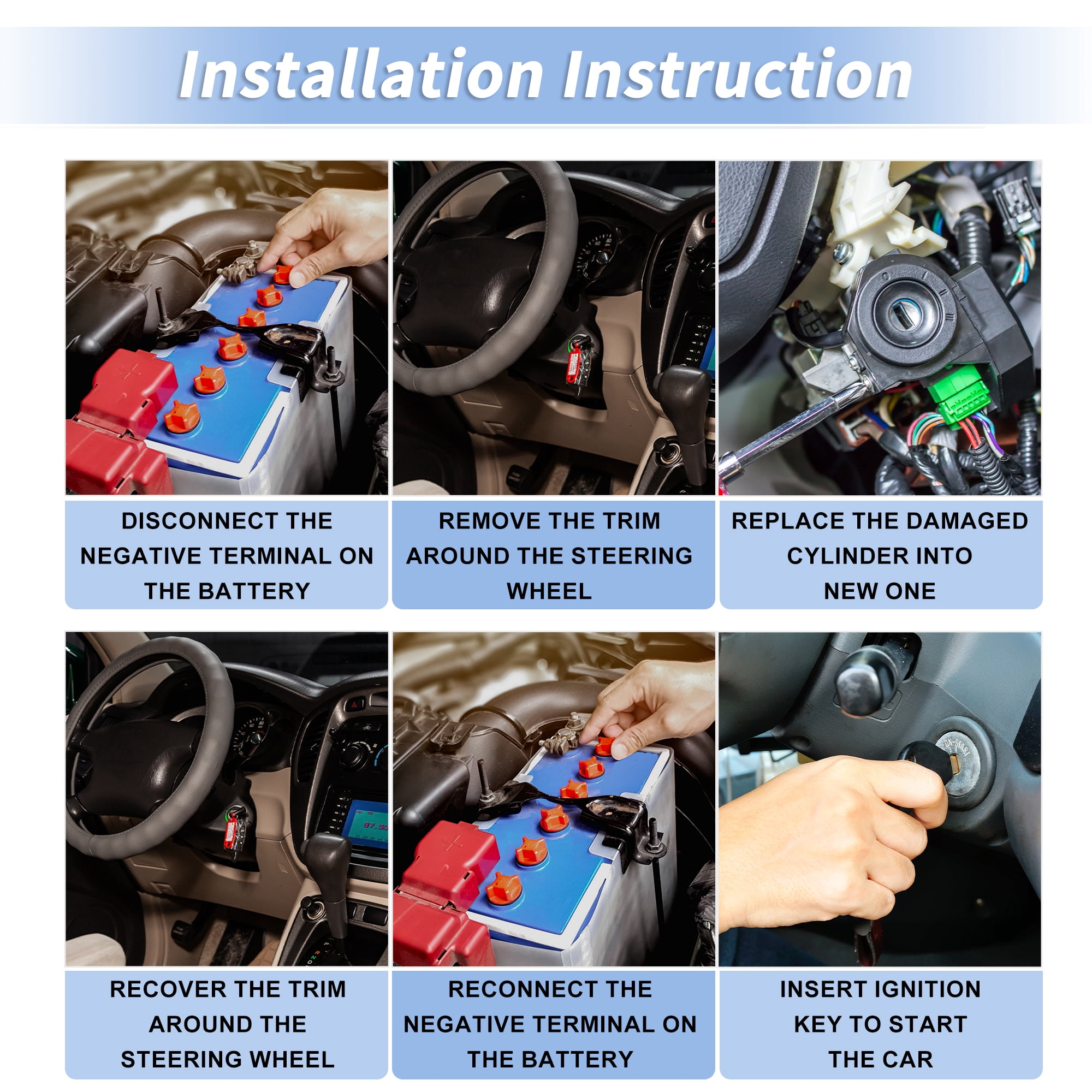 Unique Bargains No.989-019/9L8Z3511A Ignition Lock Cylinder for Ford Escape 2008-2012 for Ford Focus 2009-2011 Ignition Switch Cylinder Barrel Lock with 2 Key
