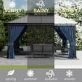 thumbnail image 3 of ASJMR 12x14 FT Hardtop Gazebo Double Roof with Metal Frame,Outdoor Pavilion With Curtains and Nettings,Garden Tent For Courtyards Backyards Decks Grass,Navy, 3 of 7