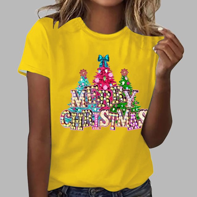 Fiudx Camisetas para Mujer Mujer Verano Ocio Moda Estampado de Flores Cuello Redondo Manga Corta Top/Camisa