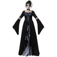 thumbnail image 6 of Vintage Gothic Hooded Witch Dress with Bell Sleeves and Cinched Waist, 6 of 8
