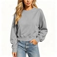 thumbnail image 5 of Horkkom Sweatshirt for Women Long Sleeve Solid Color Crewneck Sweatshirt Casual Pullover Cropped Sweatshirts, S-2XL, 5 of 7