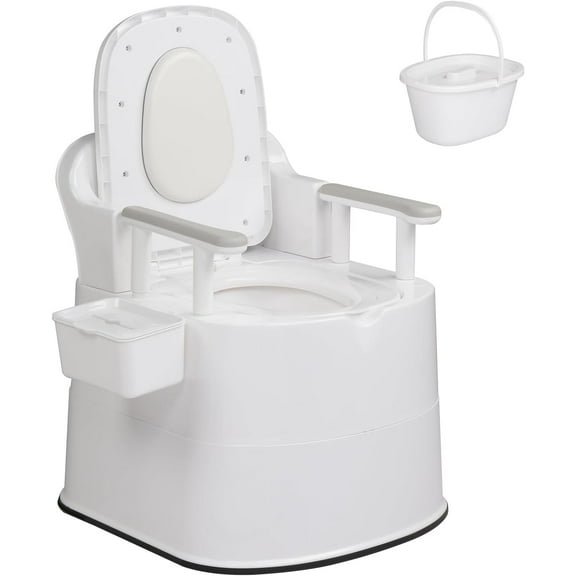 WYDK Large Portable Toilet for Elder, Commode with 5 Gallon Bucket Inner, Lightweight Camping RV Toilet for Adult, Kids, Boat, Van, Travel (Upgrade)