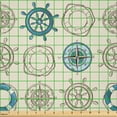 thumbnail image 2 of Ambesonne Compass Fabric by the Yard Microfiber, Marine Inspired Retro, 3 Yards, Beige Teal, 2 of 2