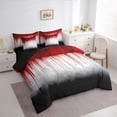 thumbnail image 2 of Homewish Red Paint Drip Background Twin Bedding for Adults, Gradient Lines Gothic Horror Bedding Comforter Set, Black Reversible, 7pcs, 2 of 7