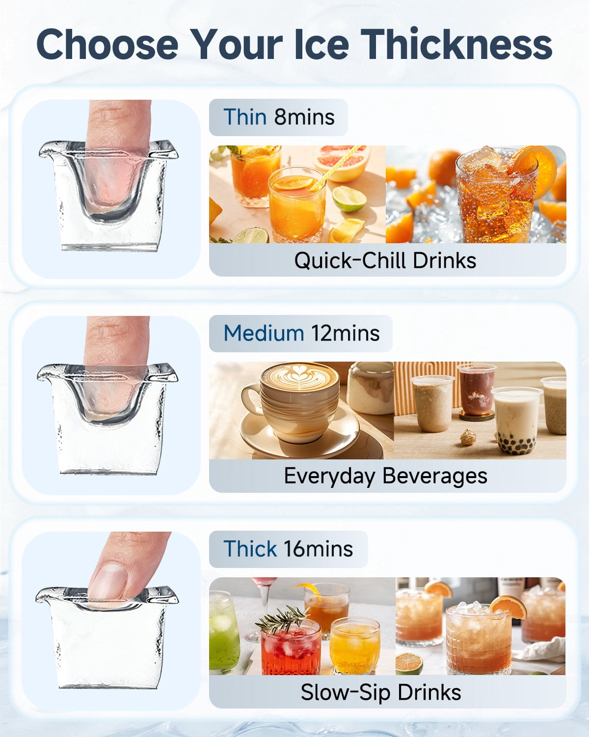 JFHID 90LBS/24H 2-in-1 Countertop Ice Maker, Freestanding Ice Machine with 2 Water Inlets